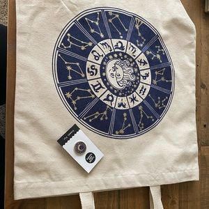 Astrological Tote with Enamel Pin